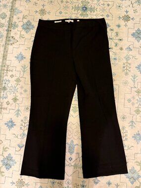 Vince Black Crop Flare Pant Side Zip Italian Fabric Size 10